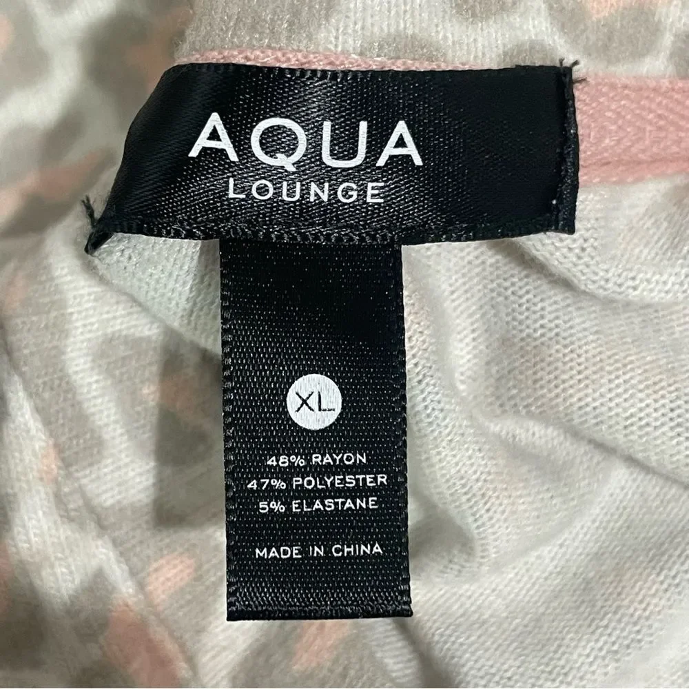 Aqua Lounge Beige Pink Cheetah Animal Print Long Sleeve Crewneck Pullover XL